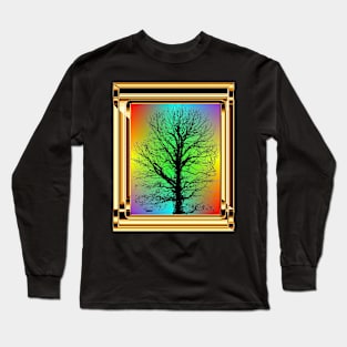 Golden frame with black tree Long Sleeve T-Shirt